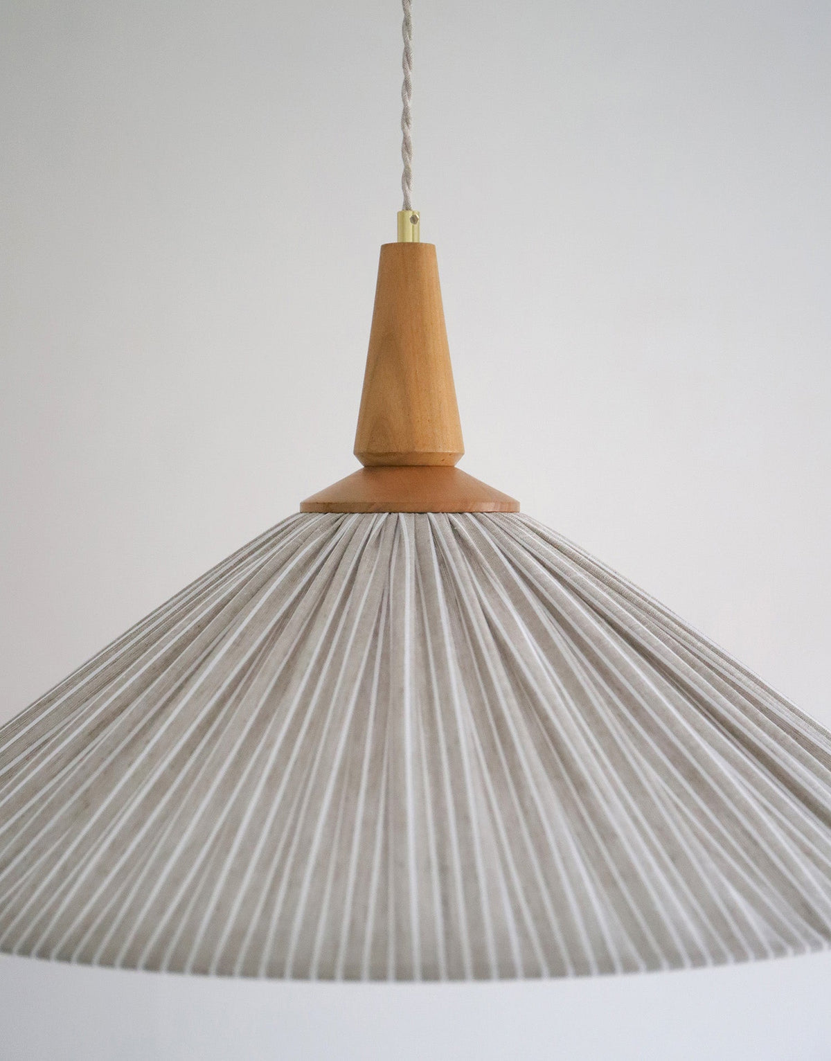 Eleonore Pendant Light – 60cm, Olive Striped Linen and Cotton