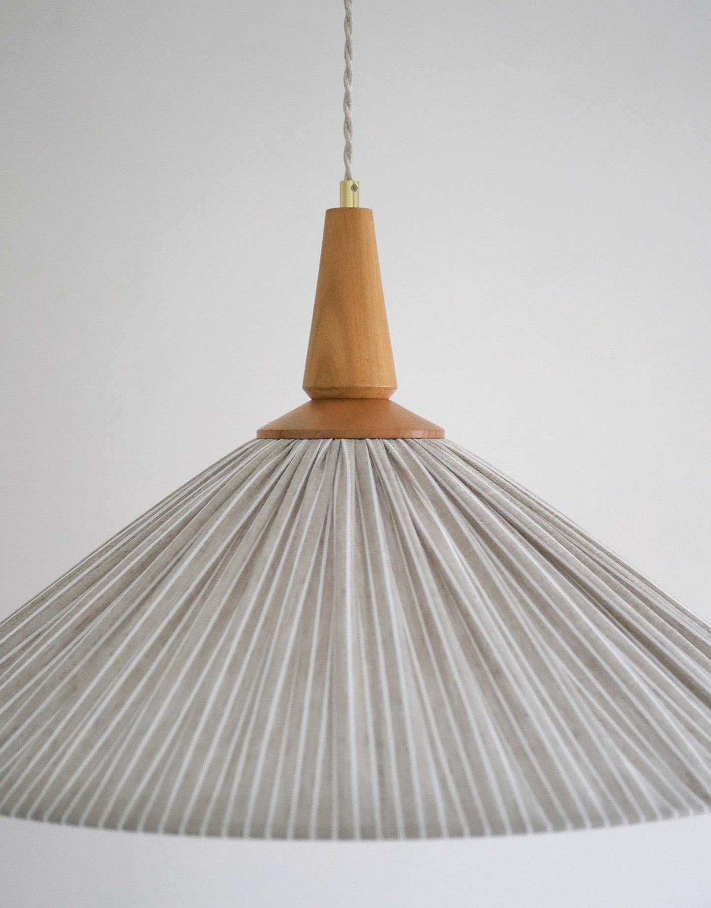 Eleonore Pendant Light – 60cm, Olive Striped Linen and Cotton