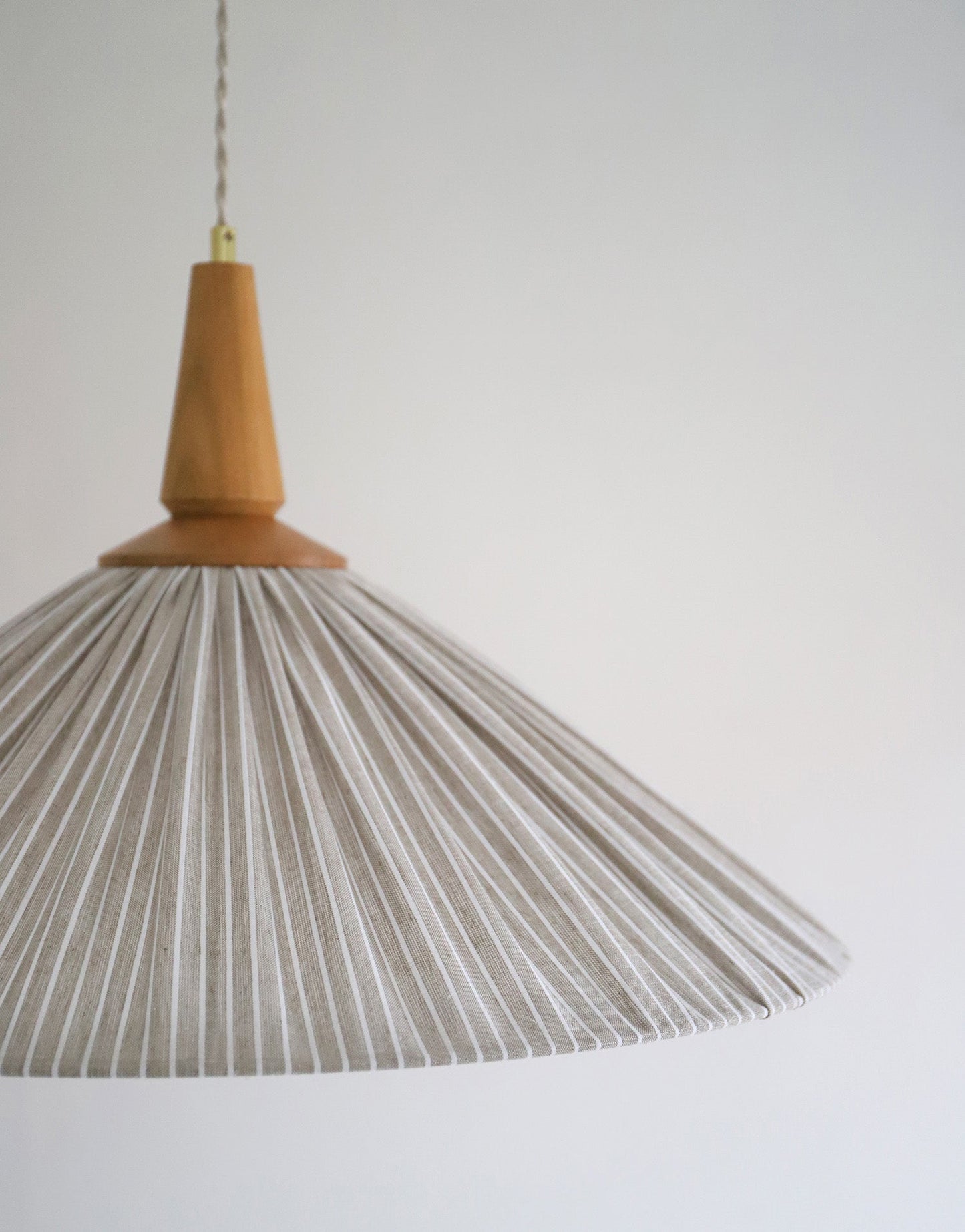 Eleonore Pendant Light – 60cm, Olive Striped Linen and Cotton