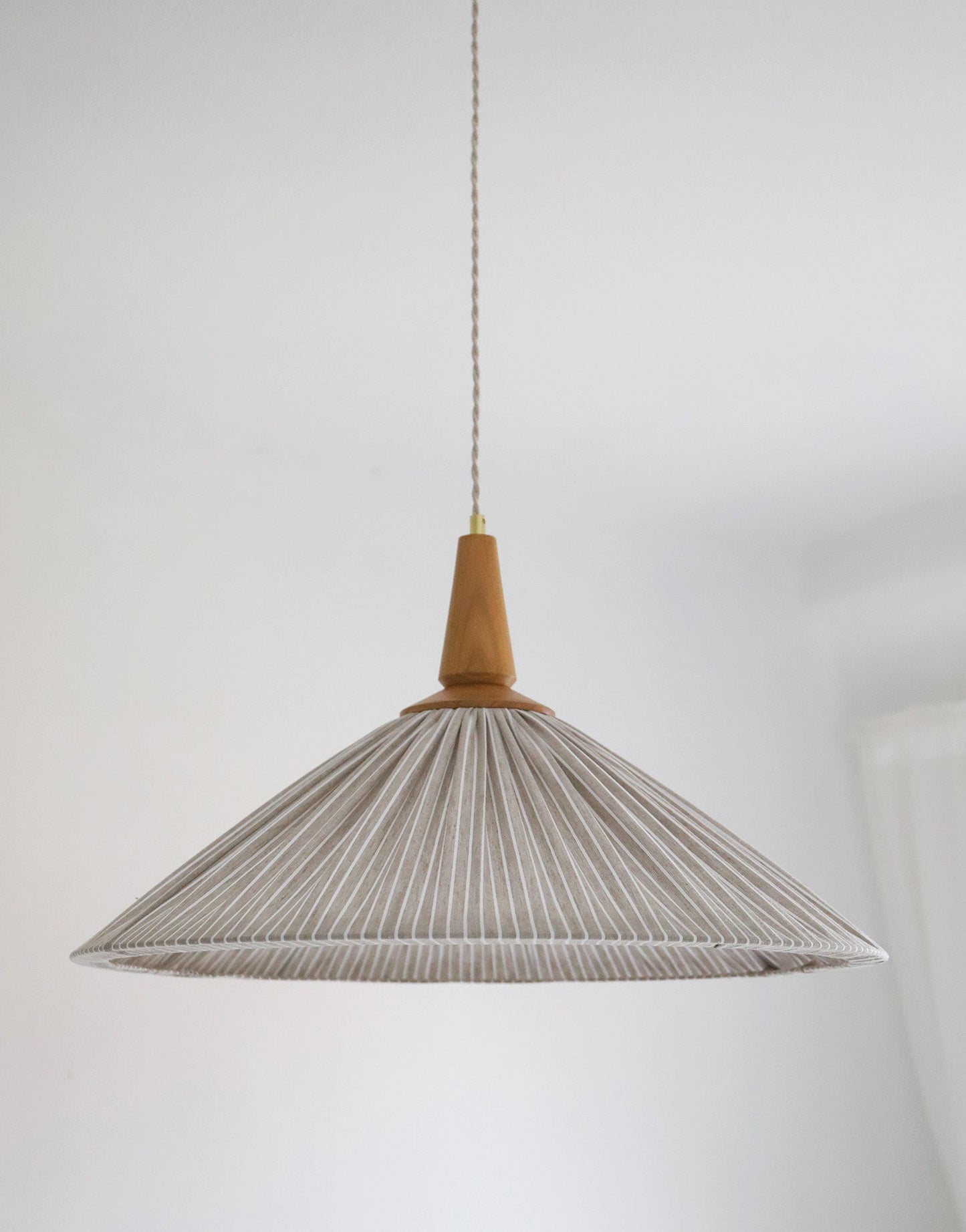 Eleonore Pendant Light – 60cm, Olive Striped Linen and Cotton