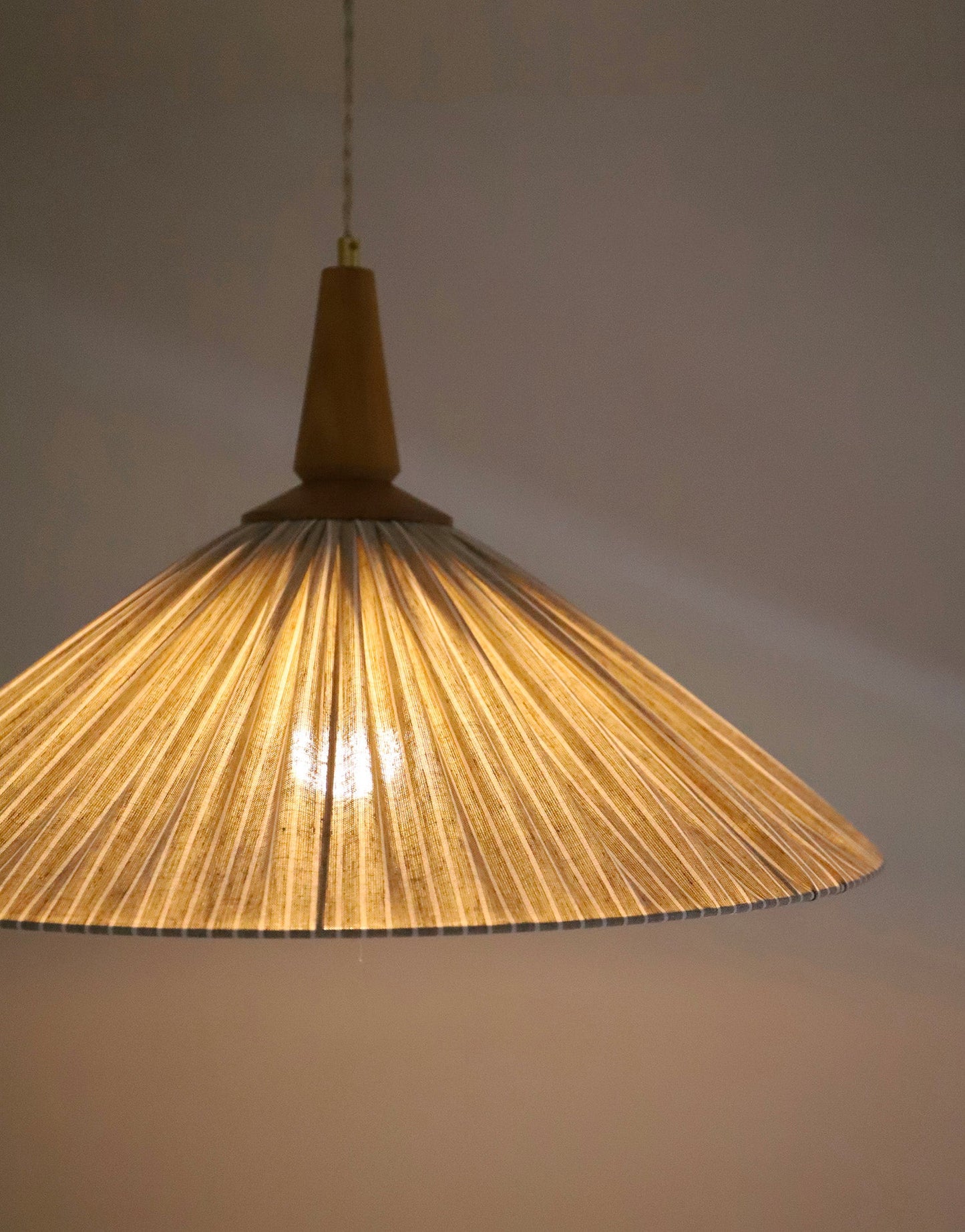 Eleonore Pendant Light – 60cm, Olive Striped Linen and Cotton