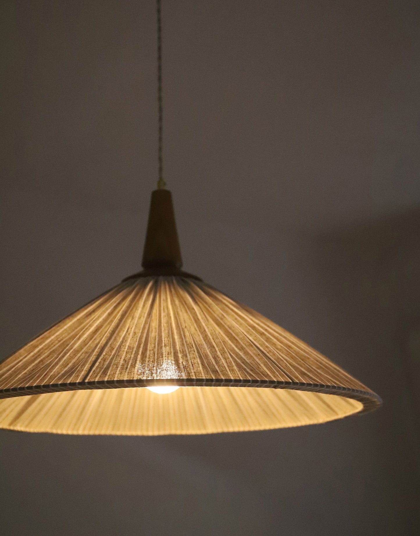 Eleonore Pendant Light – 60cm, Olive Striped Linen and Cotton