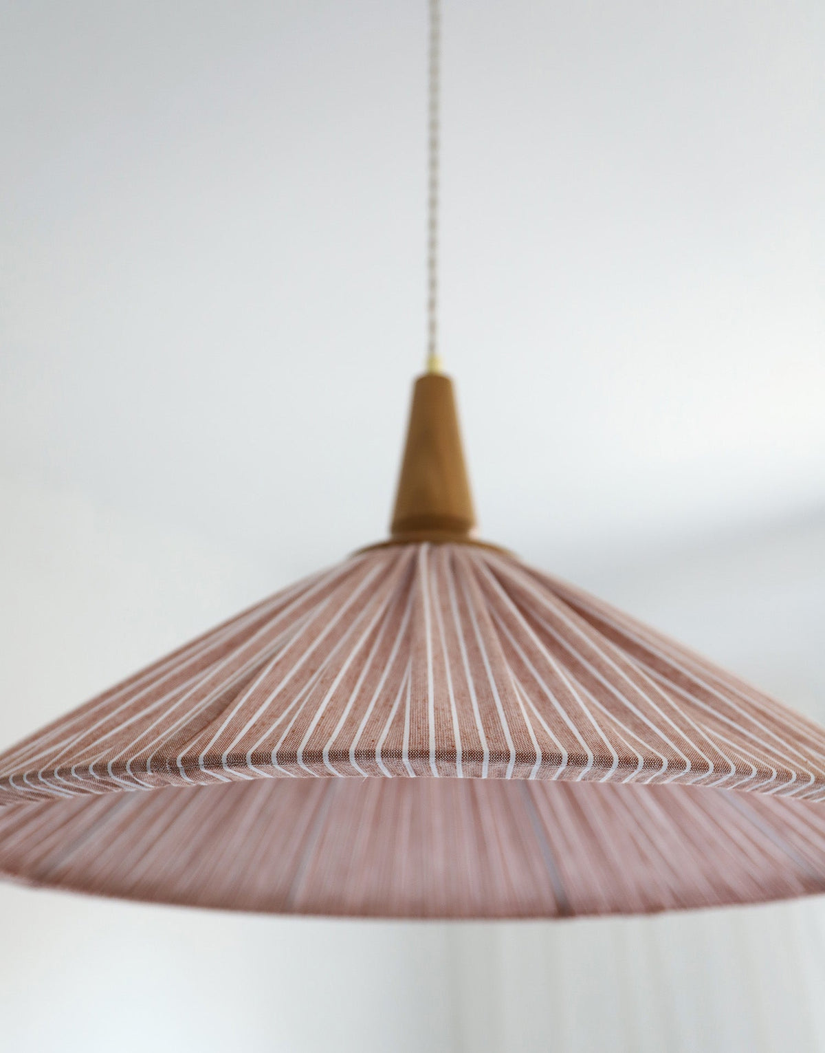 Eleonore Pendant Light – 60cm, Terracotta Striped Linen and Cotton
