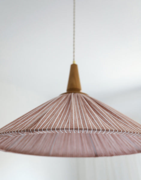 Eleonore Pendant Light – 60cm, Terracotta Striped Linen and Cotton