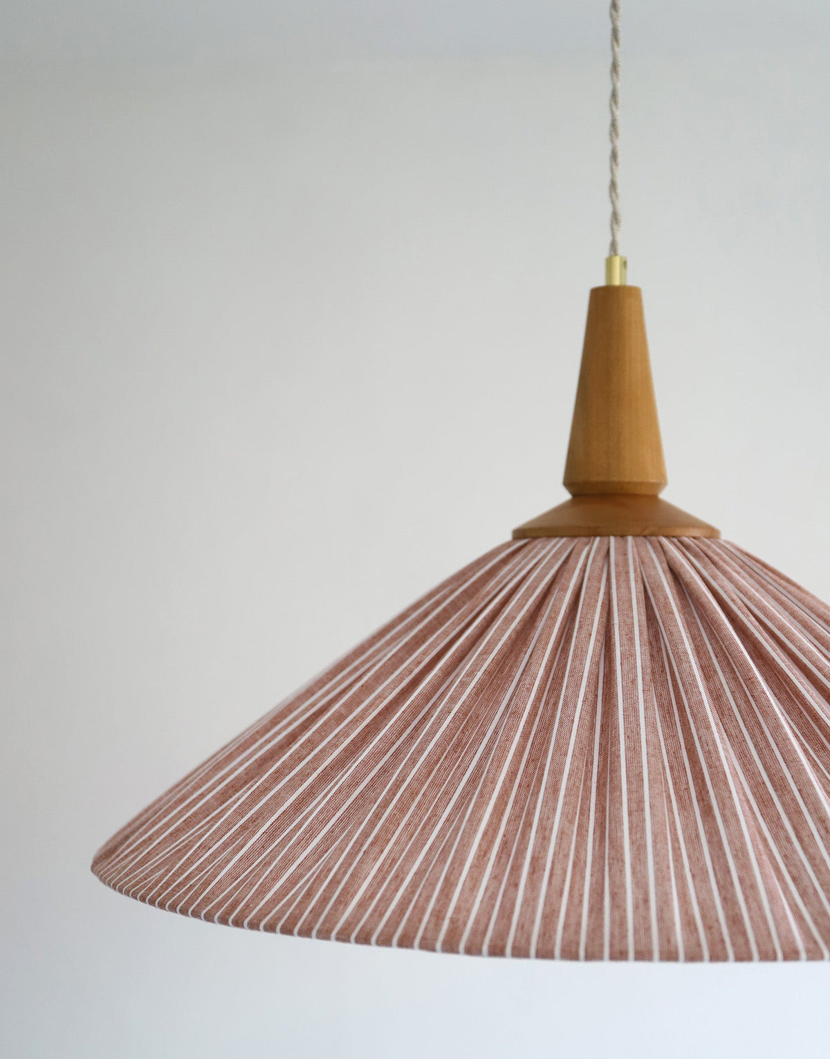Eleonore Pendant Light – 60cm, Terracotta Striped Linen and Cotton
