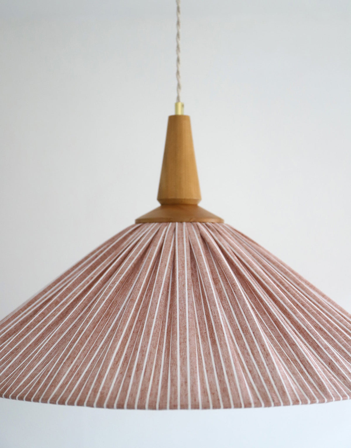 Eleonore Pendant Light – 60cm, Terracotta Striped Linen and Cotton