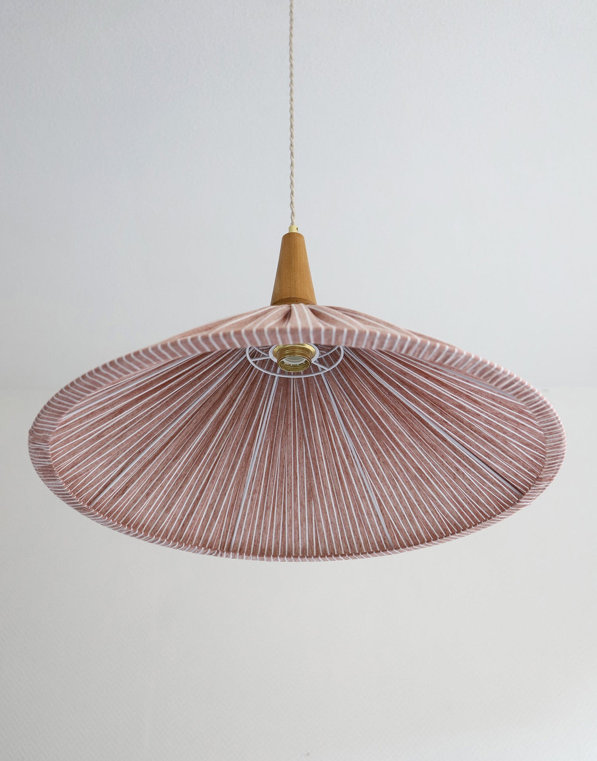 Eleonore Pendant Light – 60cm, Terracotta Striped Linen and Cotton