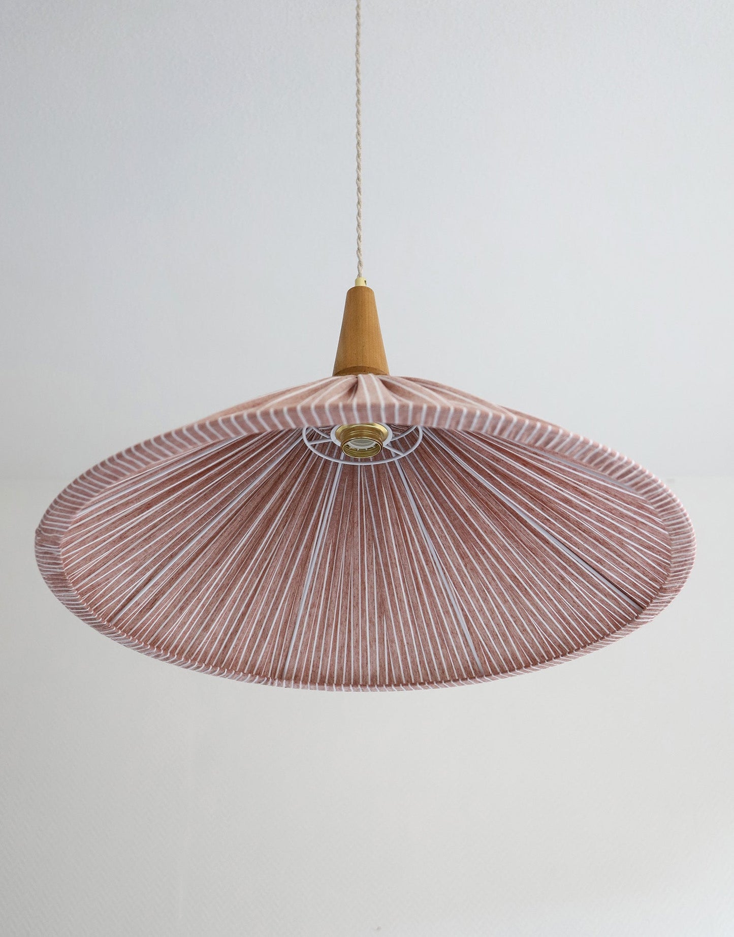 Eleonore Pendant Light – 60cm, Terracotta Striped Linen and Cotton