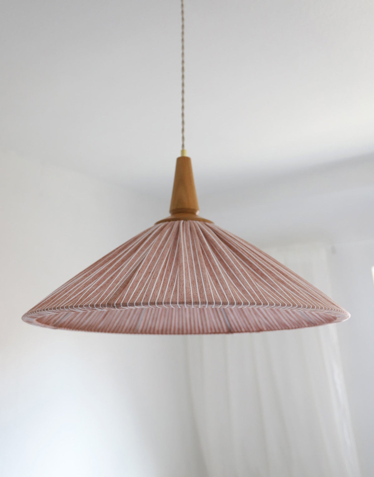 Eleonore Pendant Light – 60cm, Terracotta Striped Linen and Cotton