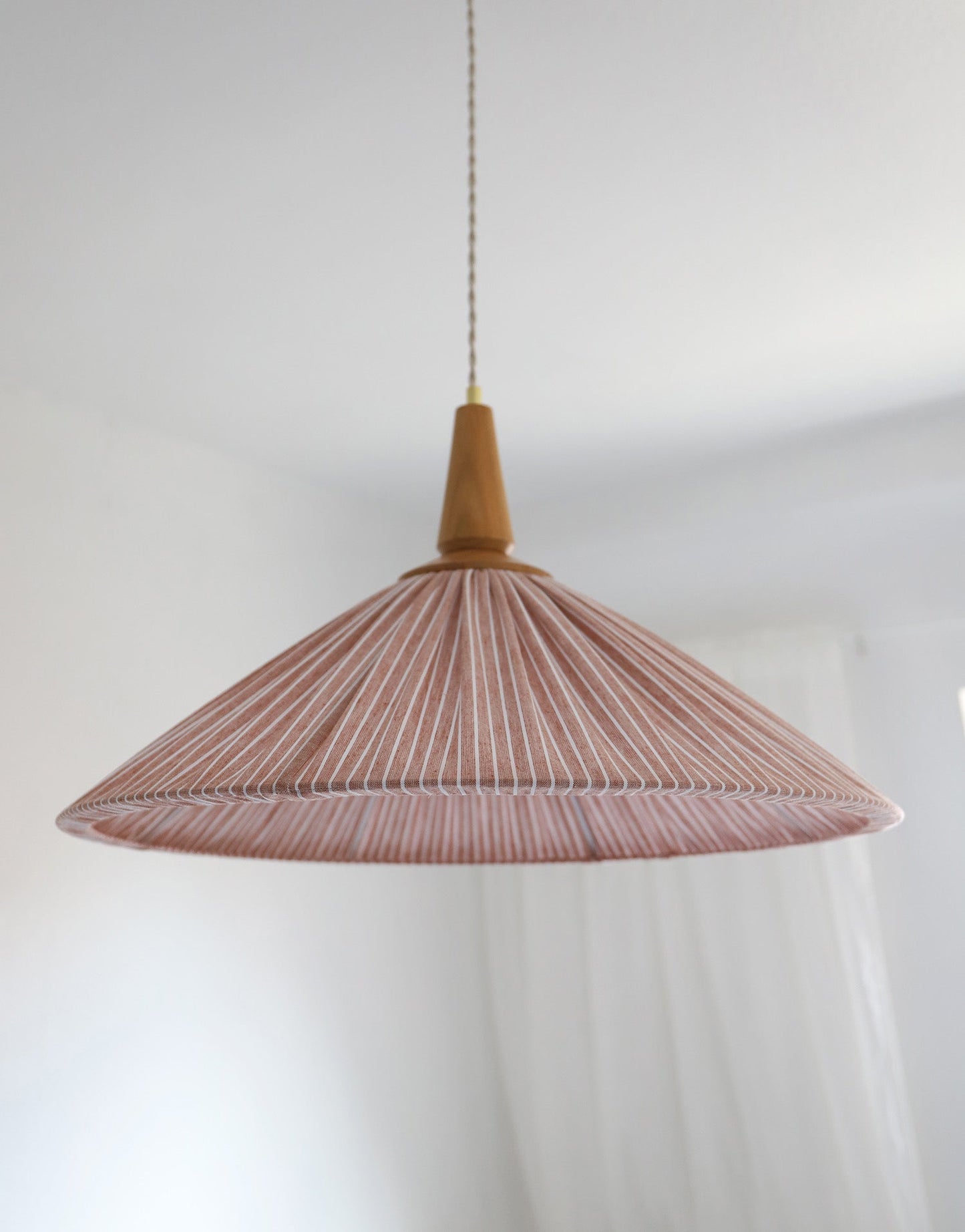 Eleonore Pendant Light – 60cm, Terracotta Striped Linen and Cotton