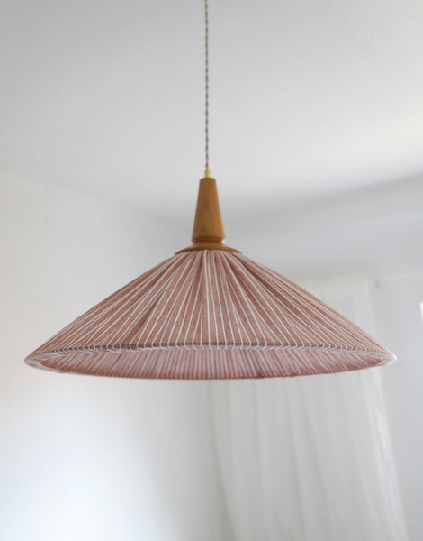 Eleonore Pendant Light – 60cm, Terracotta Striped Linen and Cotton