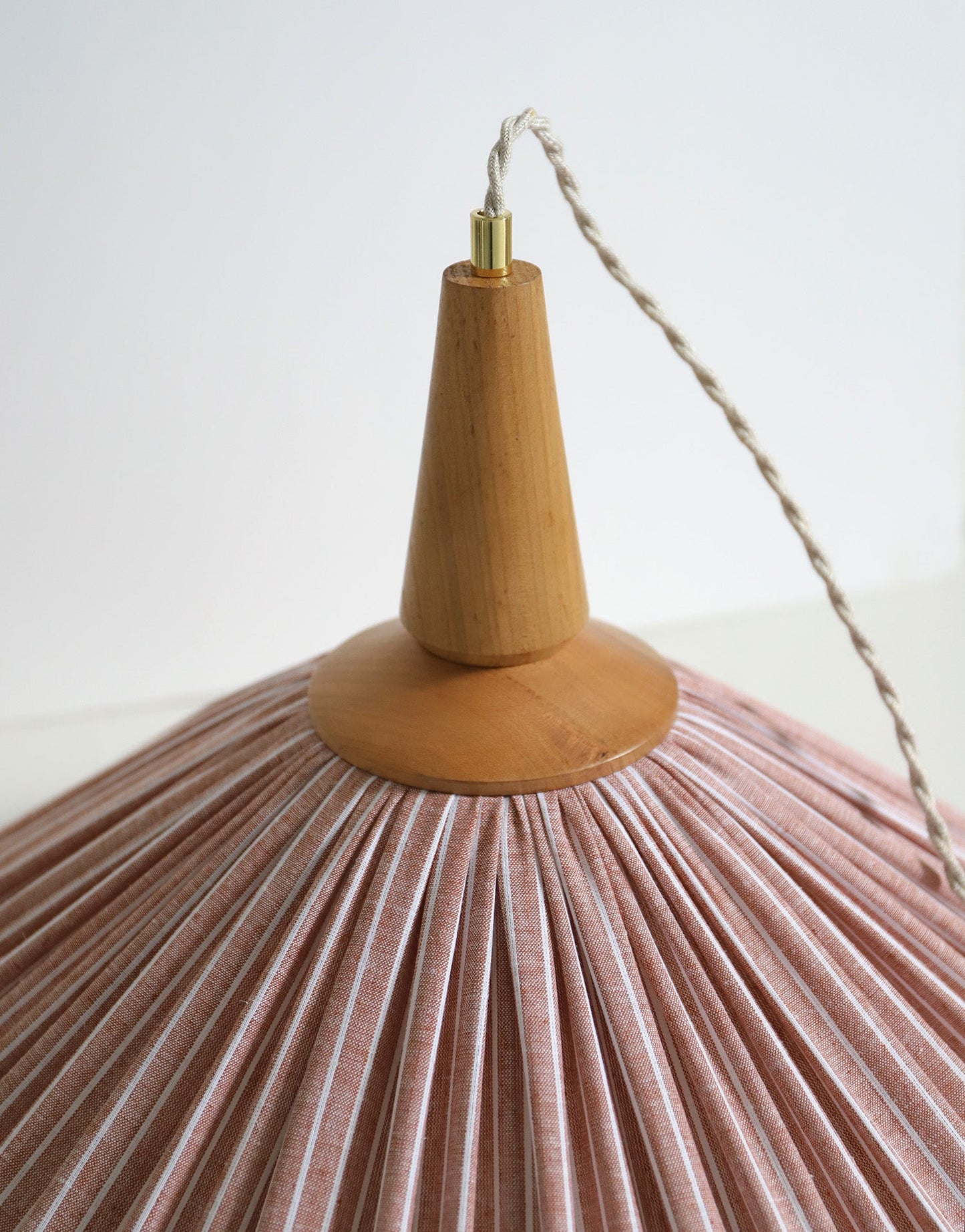 Eleonore Pendant Light – 60cm, Terracotta Striped Linen and Cotton