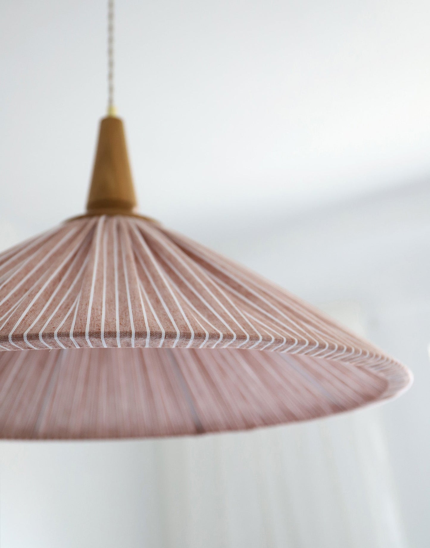 Eleonore Pendant Light – 60cm, Terracotta Striped Linen and Cotton