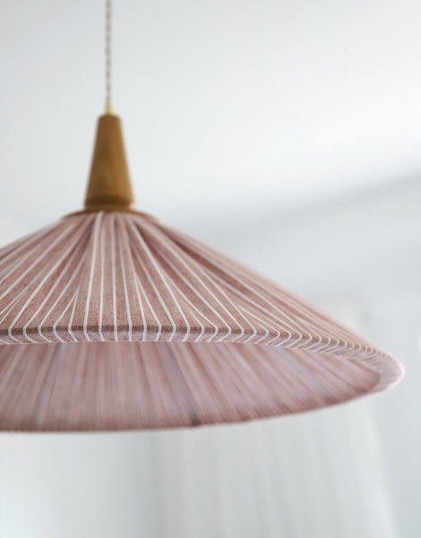 Eleonore Pendant Light – 60cm, Terracotta Striped Linen and Cotton