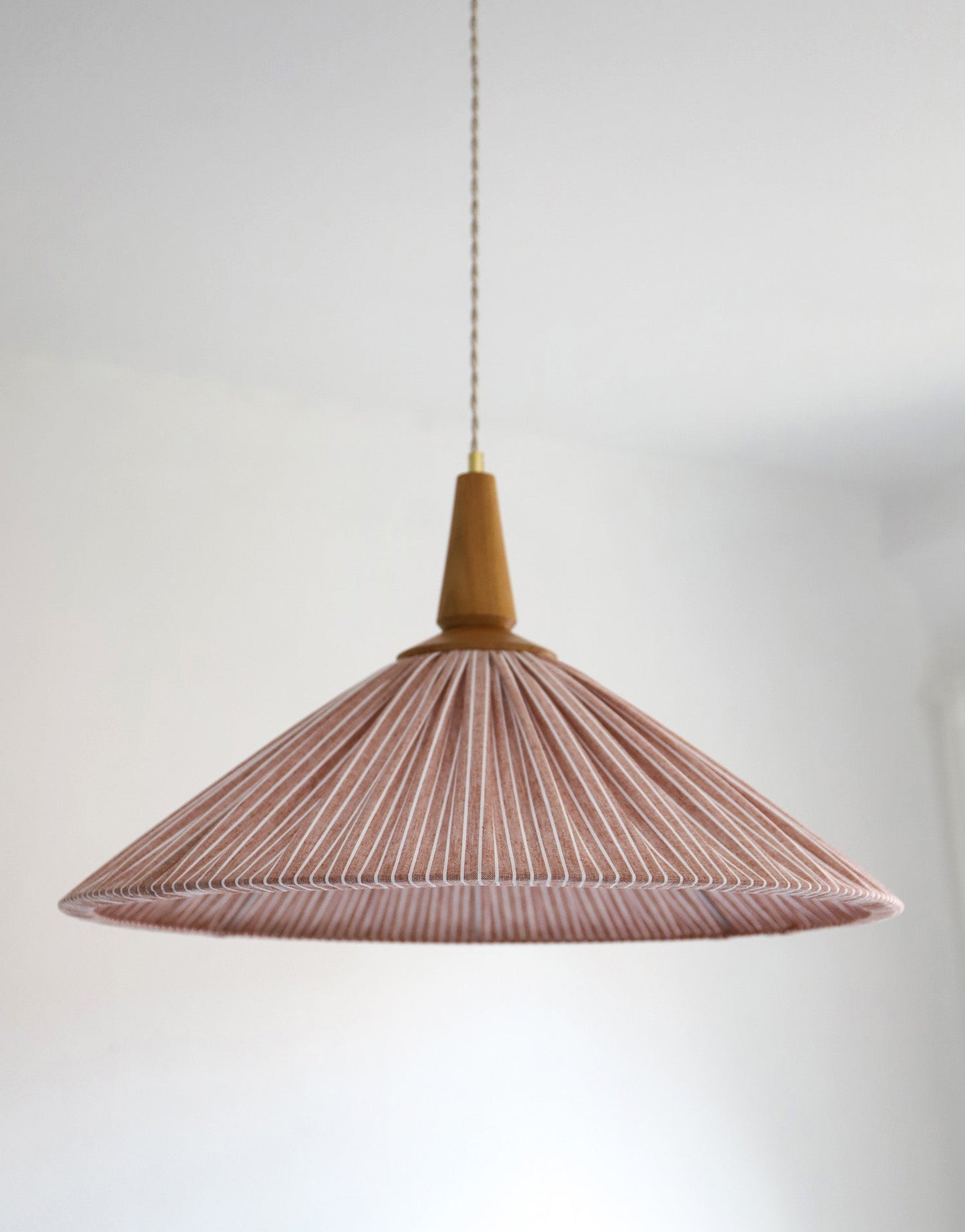 Eleonore Pendant Light – 60cm, Terracotta Striped Linen and Cotton