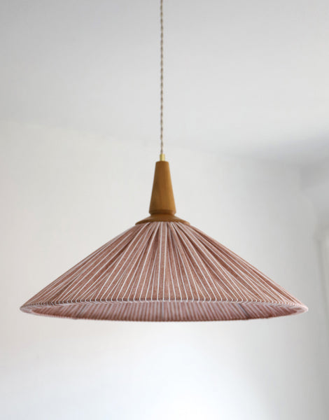Eleonore Pendant Light – 60cm, Terracotta Striped Linen and Cotton