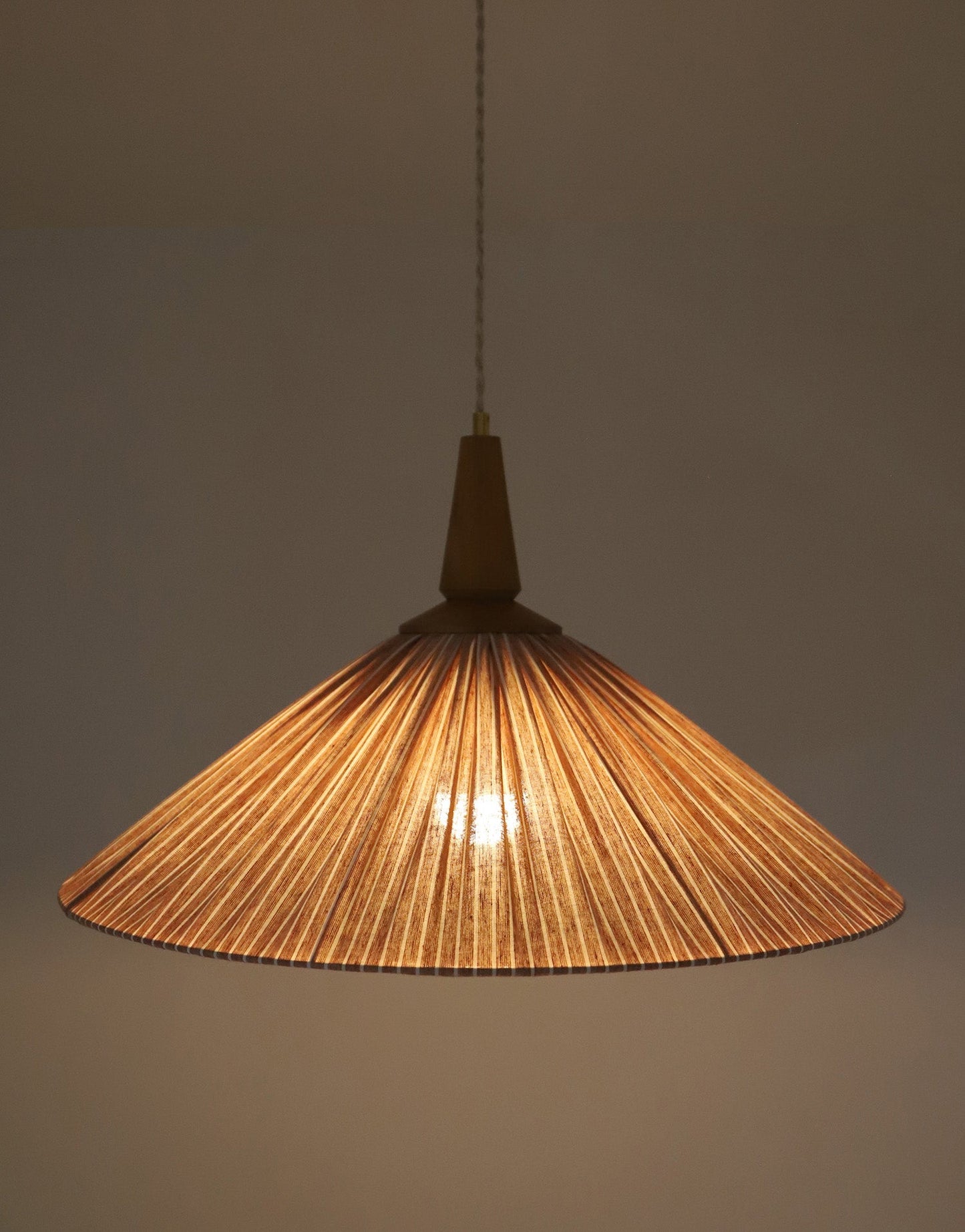 Eleonore Pendant Light – 60cm, Terracotta Striped Linen and Cotton