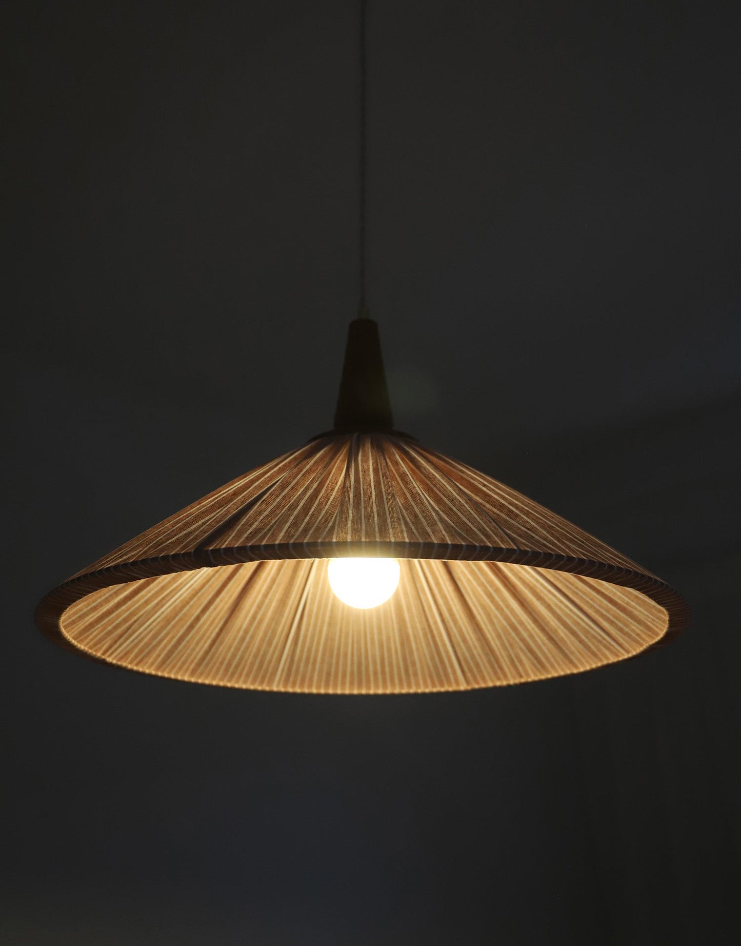 Eleonore Pendant Light – 60cm, Terracotta Striped Linen and Cotton