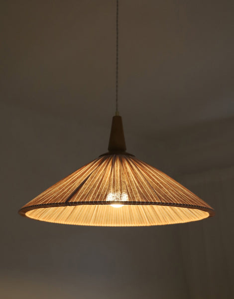 Eleonore Pendant Light – 60cm, Terracotta Striped Linen and Cotton