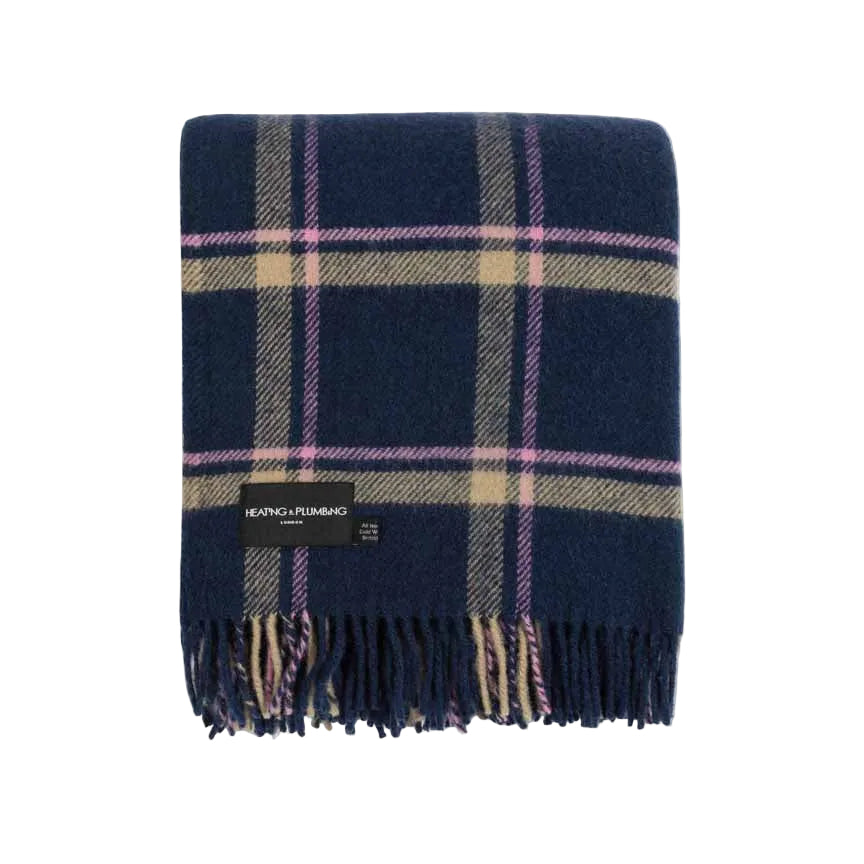 Evening Tales - Pure New Wool Blanket - Checkmate Navy