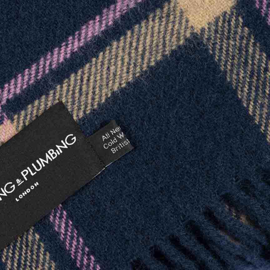 Evening Tales - Pure New Wool Blanket - Checkmate Navy