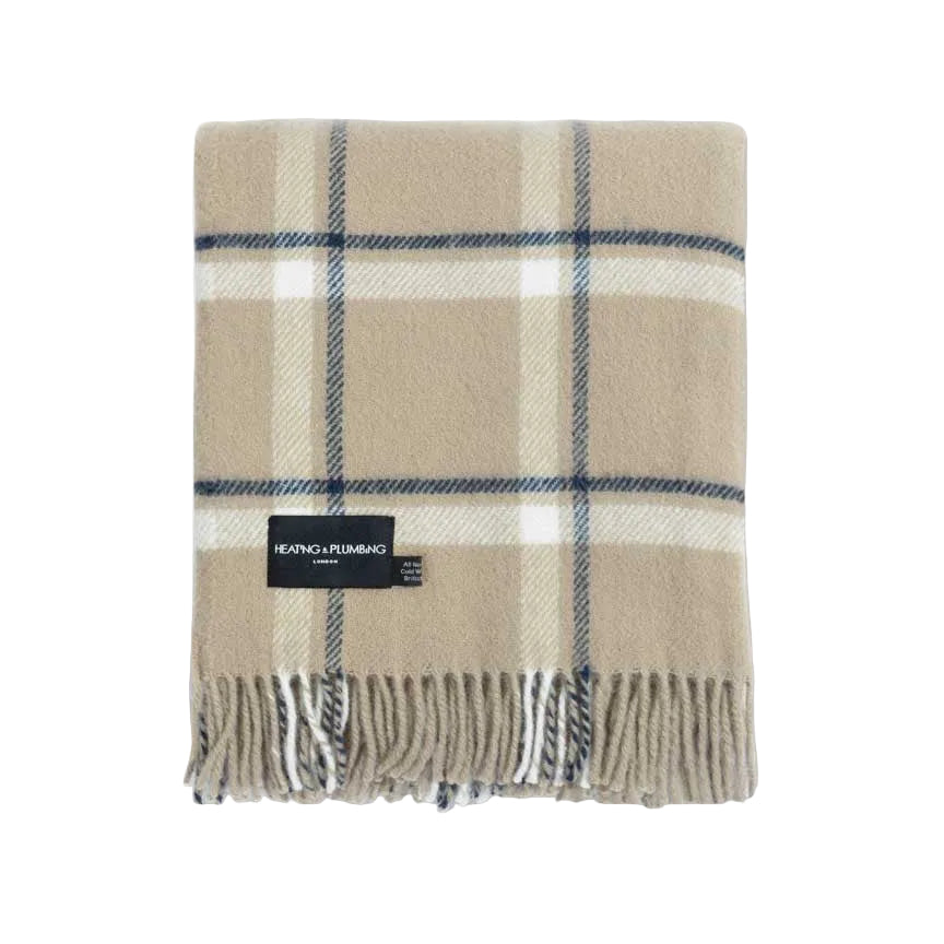 Evening Tales - Pure New Wool Blanket - Checkmate Latte
