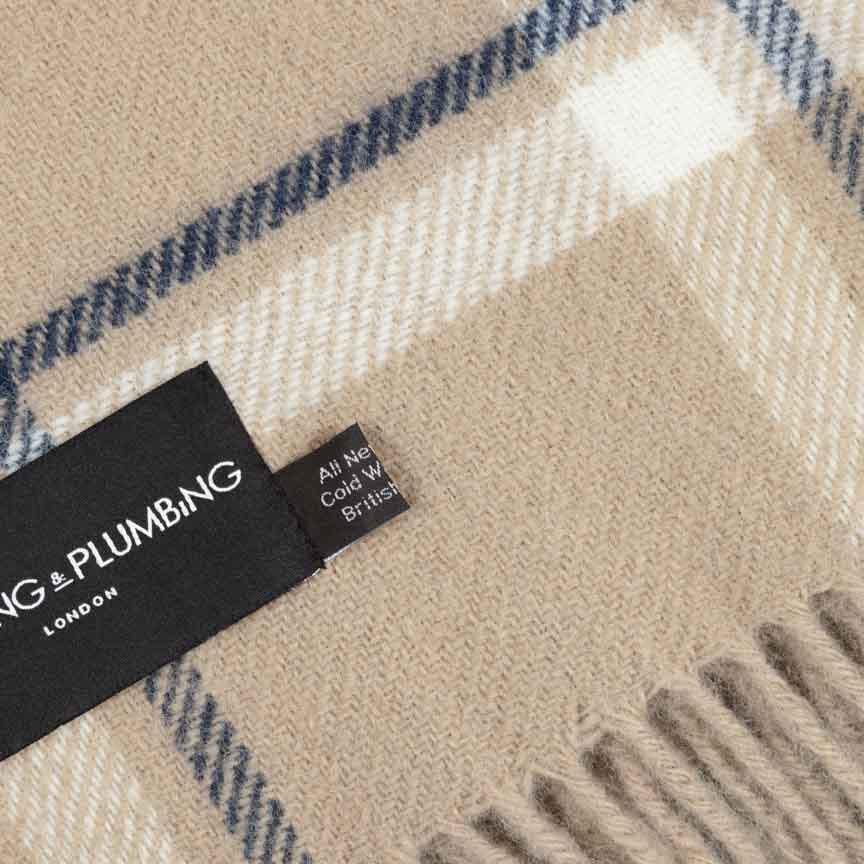 Evening Tales - Pure New Wool Blanket - Checkmate Latte