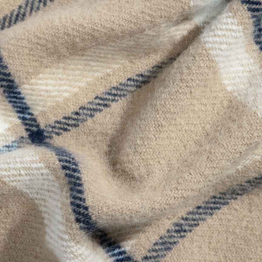 Evening Tales - Pure New Wool Blanket - Checkmate Latte