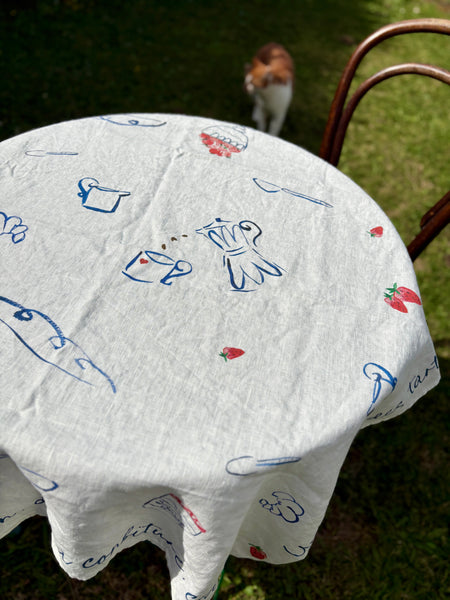 Breakfast in Paris - Linen Bistro Tablecloth