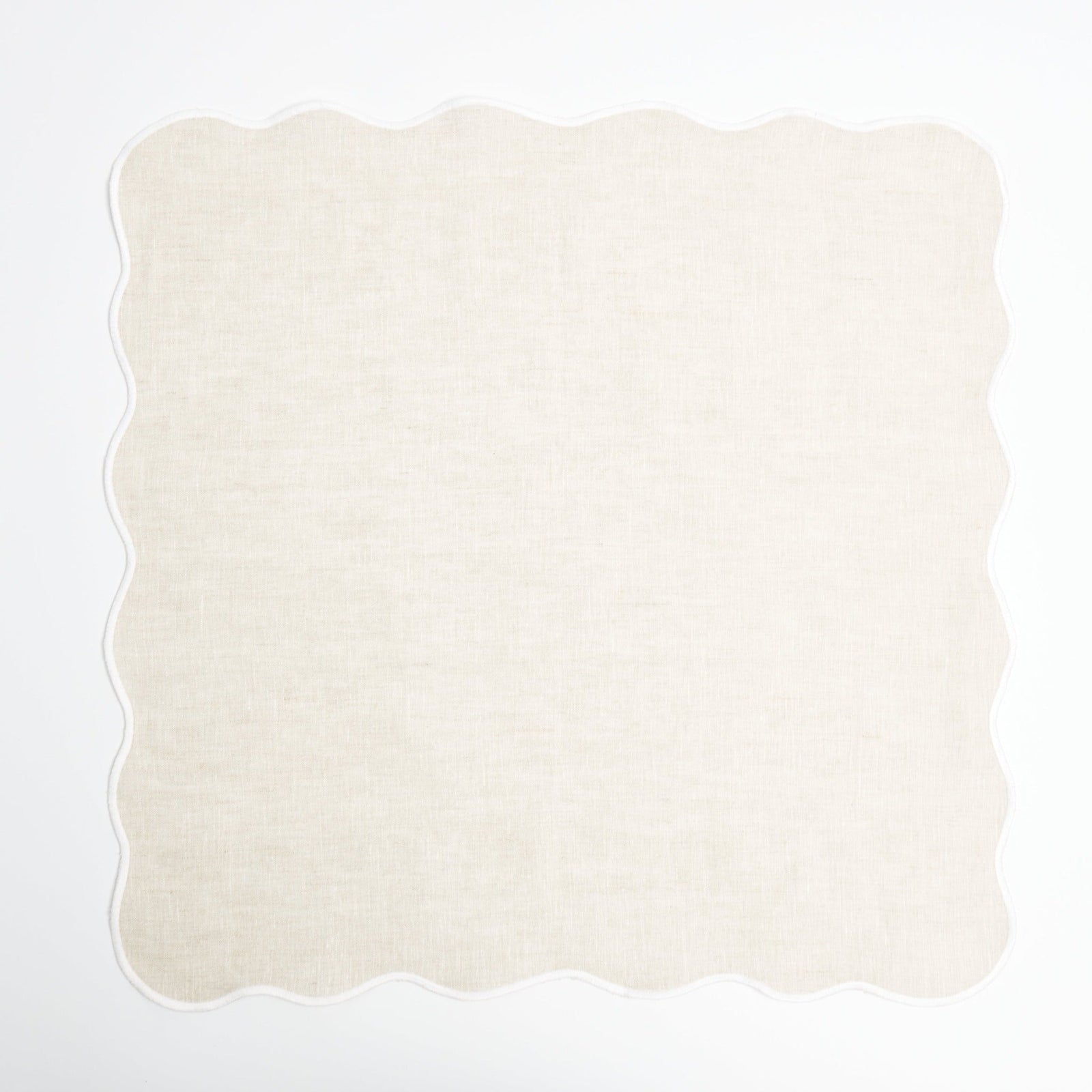 Beige Scallop Napkins With White Embroidery (set of 4)