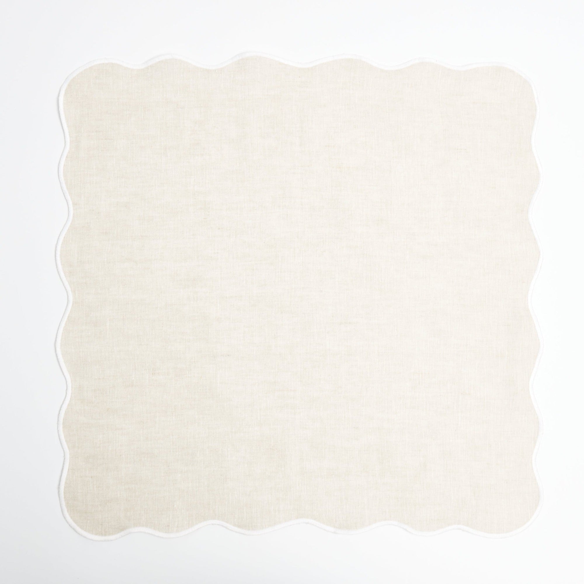 Beige Scallop Napkins With White Embroidery (set of 4)