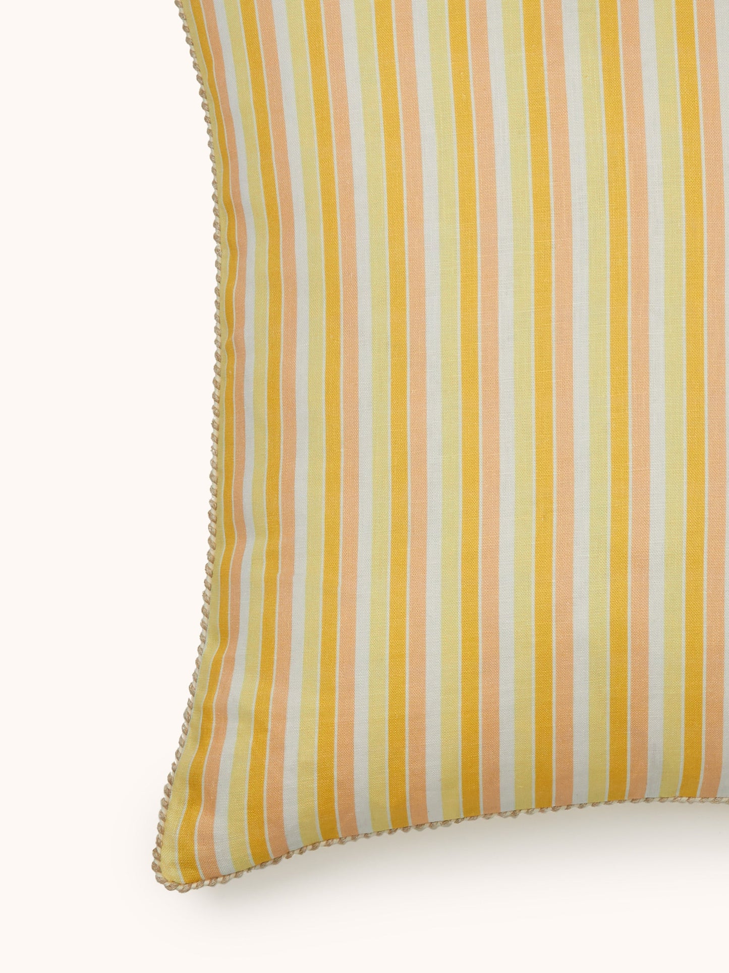 Garden Stripe Yellow Linen Cushion
