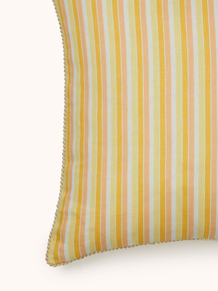 Garden Stripe Yellow Linen Cushion