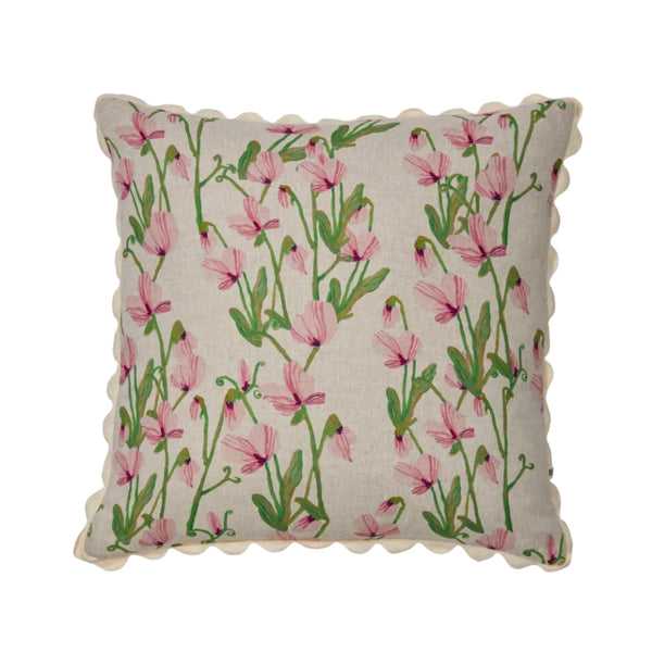 Sweet Pea Pink Linen Cushion