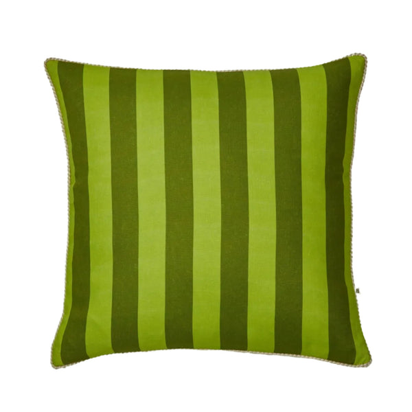 Bold Stripe Citron Linen Cushion