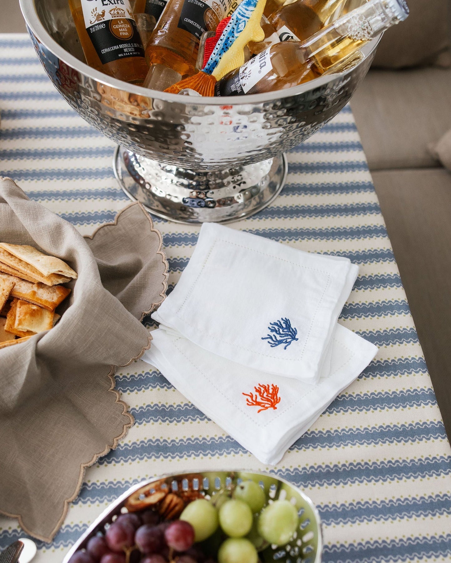 Blue Coral Cocktail Napkin