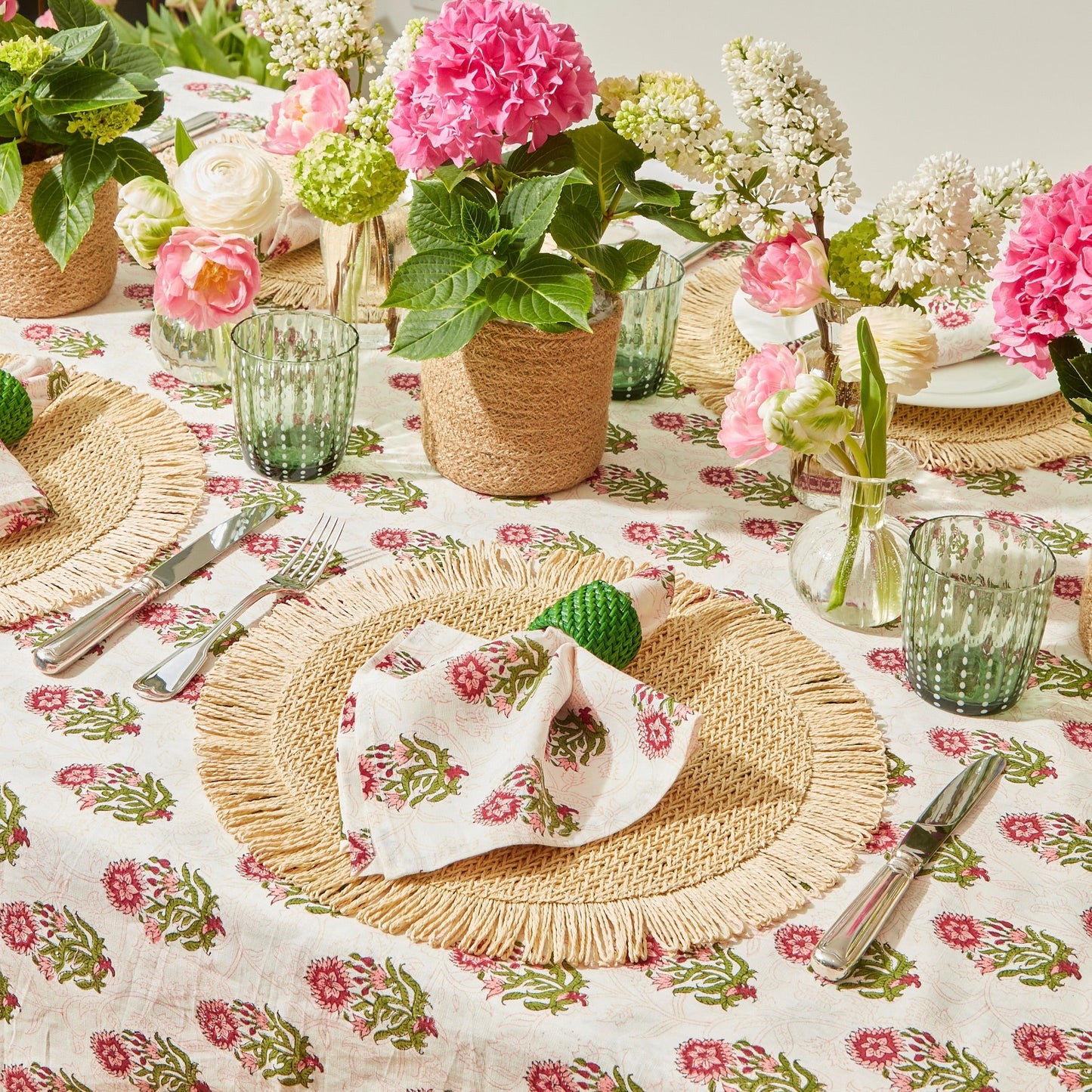 Elia Woven Rattan Round Fringed Placemats (set of 4)