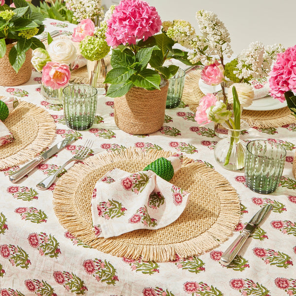 Elia Woven Rattan Round Fringed Placemats (set of 4)