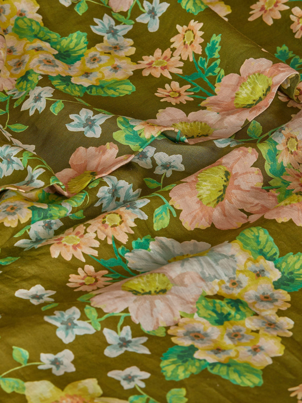 Buttercup Olive Linen Flat Sheet