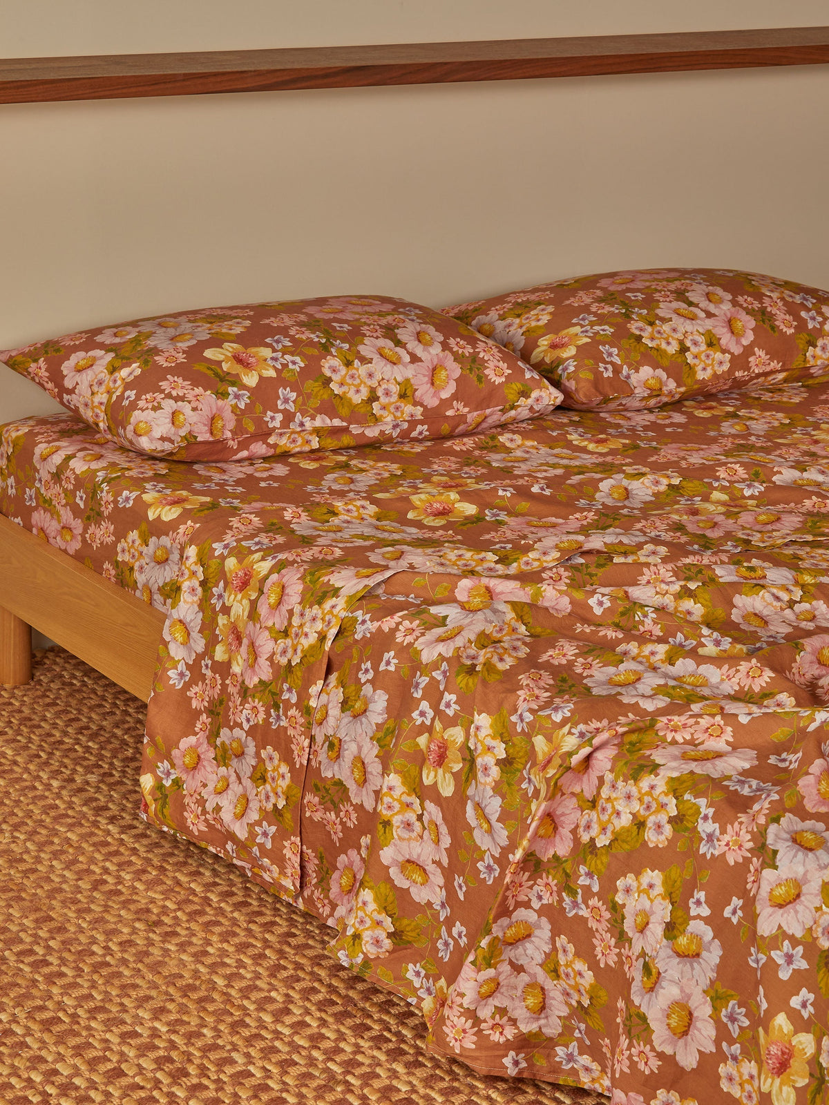 Buttercup Rust Linen Flat Sheet