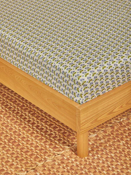Petit Madeline Blue Linen Fitted Sheet