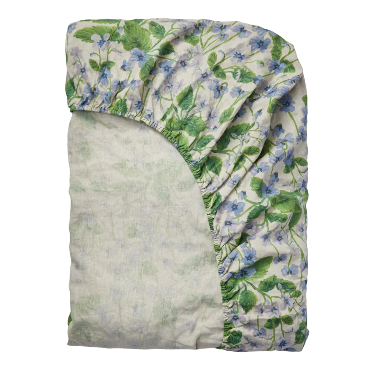 Lilas Blue Linen Fitted Sheet