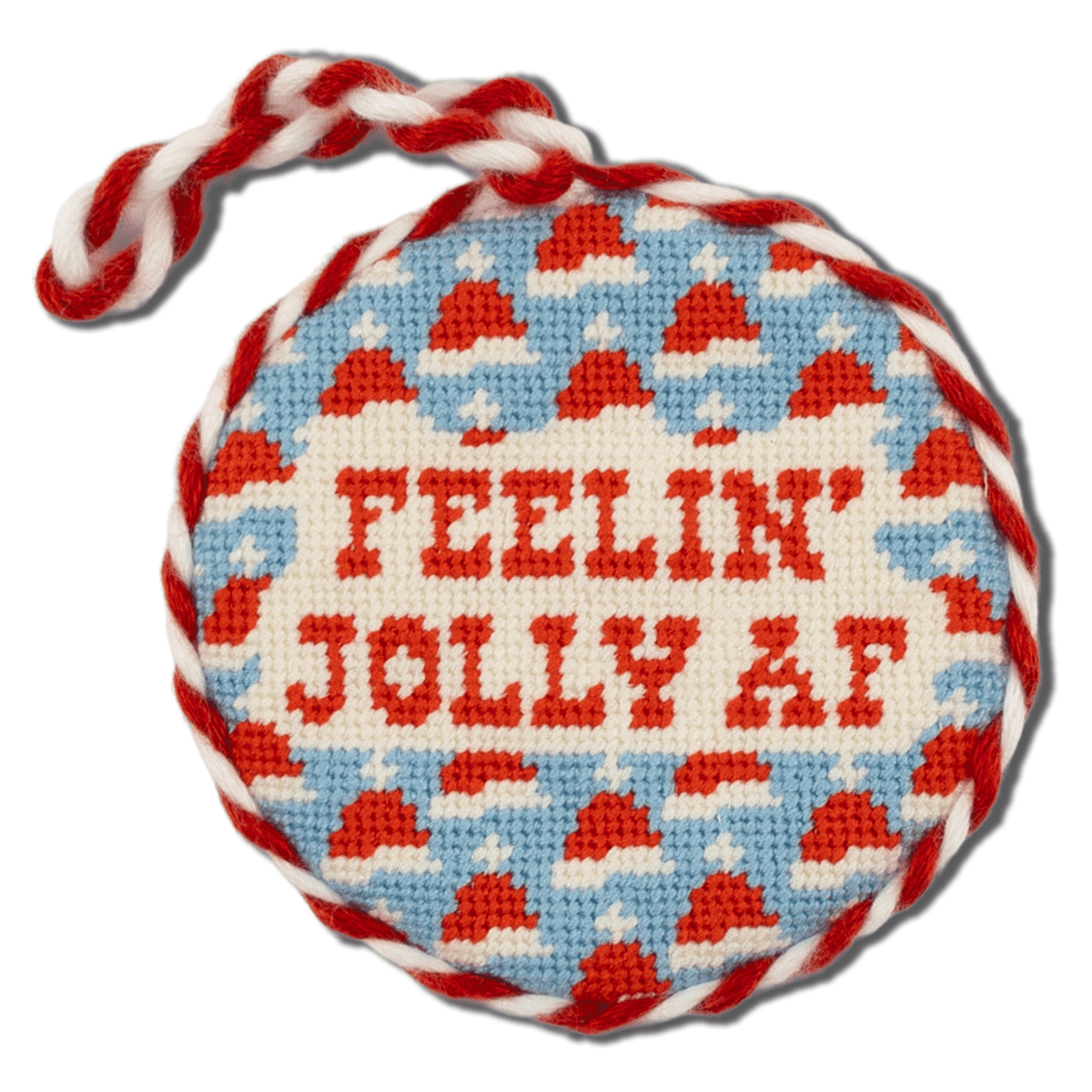 Needlepoint Ornament - Feelin Jolly AF - Furbish Studio