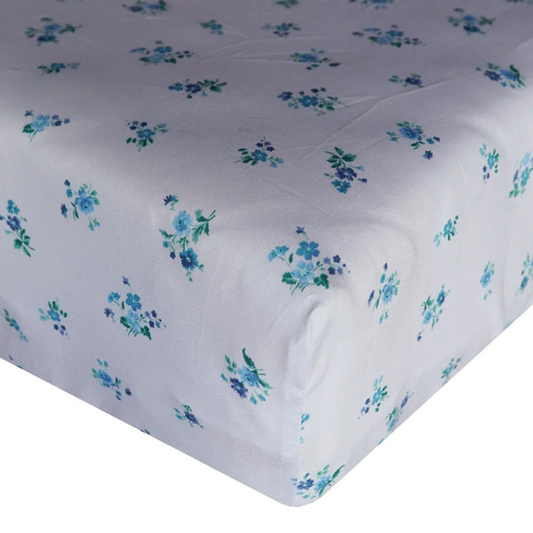 Fitted Sheet Made With Liberty Fabrics & Bridgerton Posy Corsage Blue