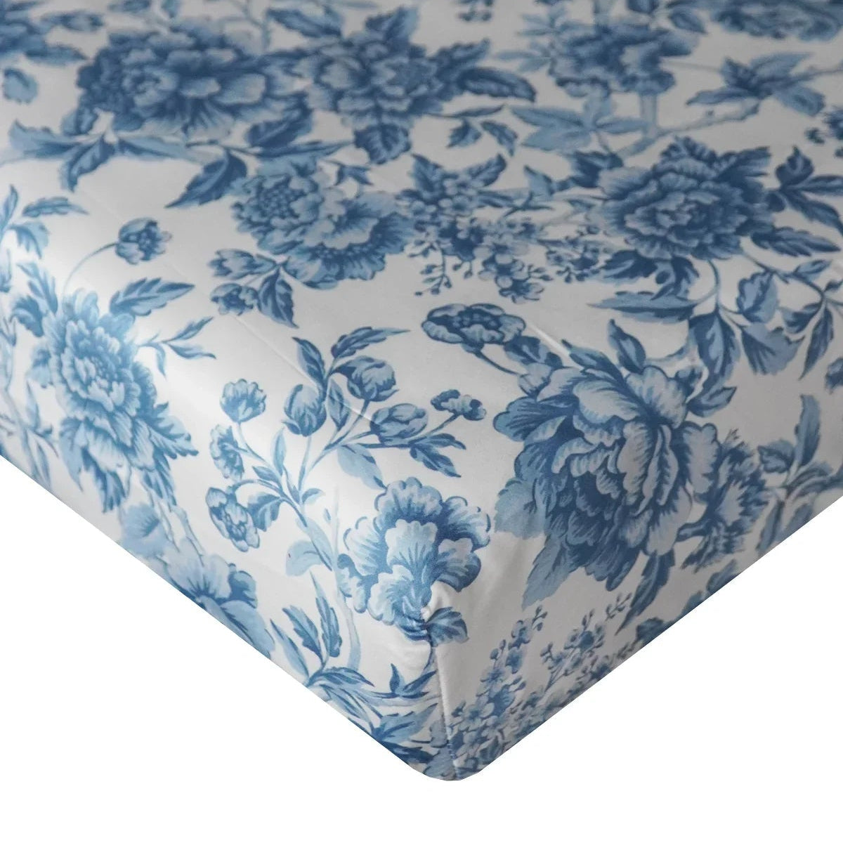 Fitted Sheet Made With Liberty Fabrics & Bridgerton Regency Trail China Blue