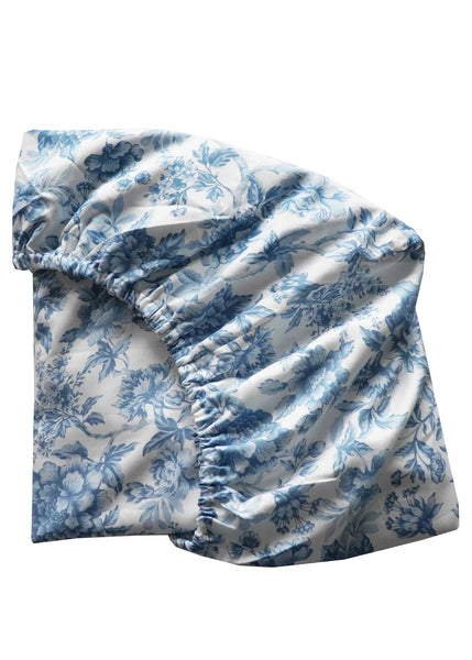 Fitted Sheet Made With Liberty Fabrics & Bridgerton Regency Trail China Blue
