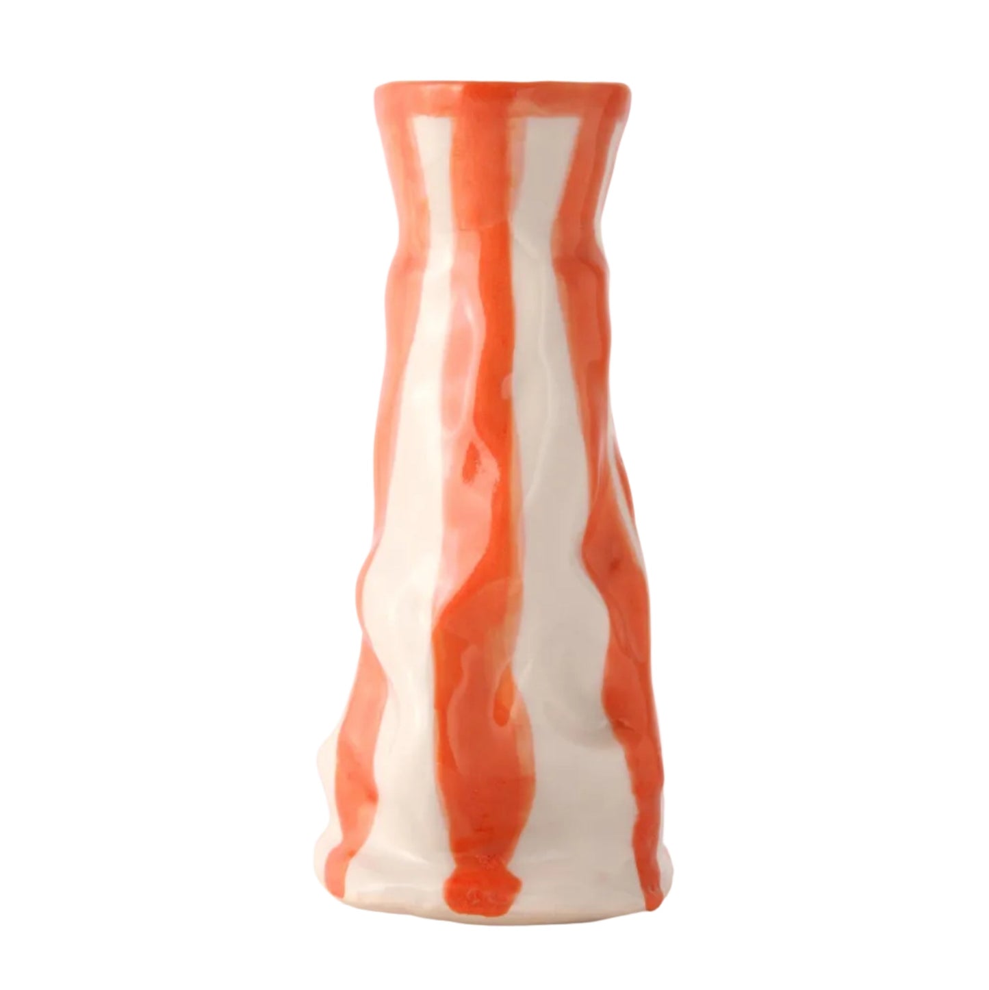 Flame Orange Candy Stripe Vase