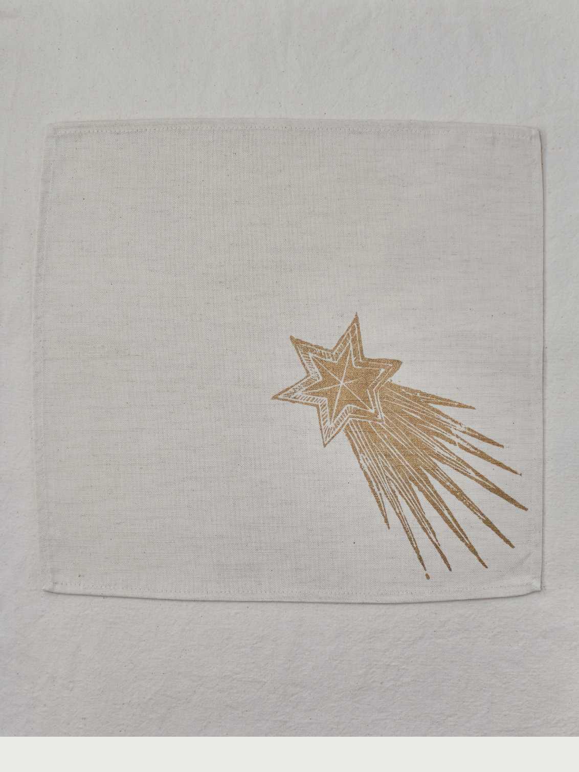 Christmas Gold Star Napkin (Set Of Four)