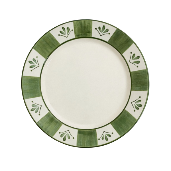 Flor de Lis Dinner Plate - Hand-Painted Ceramic - Fern Green