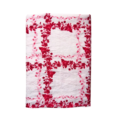 Flora Check Linen Tablecloth